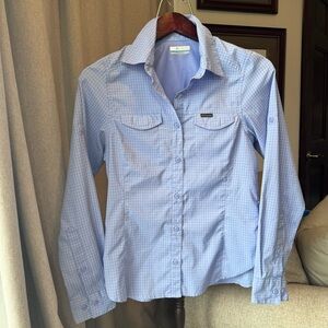 Columbia - Blue Plaid - Hiking - Adjustable Sleeve Shirt - Size Extra Small